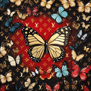 蝴蝶与经典元素交织图案