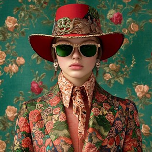 复古华丽装扮的时尚女性