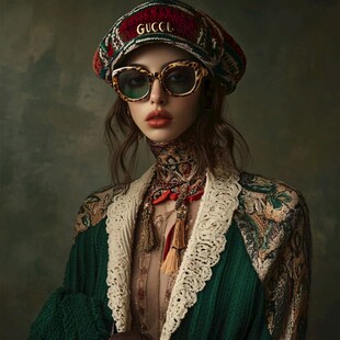 复古时尚装扮的潮流女性