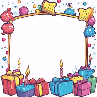 欢乐生日装饰边框插画