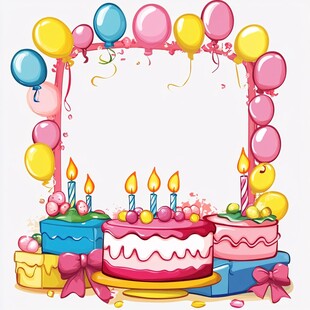 生日庆典蛋糕气球装饰框