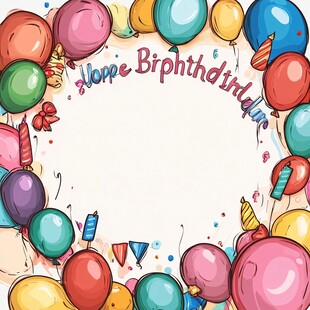 生日庆祝气球边框插画