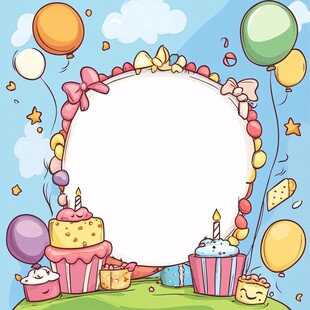 卡通生日派对装饰边框图