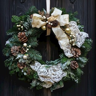 精致圣诞花环装点节日氛围