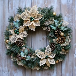 蕾丝装饰圣诞花环