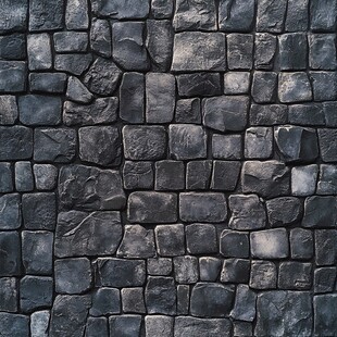 深灰色石块拼接墙面纹理
