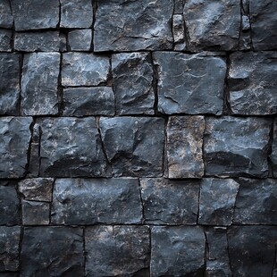 深色石砌墙面纹理特写
