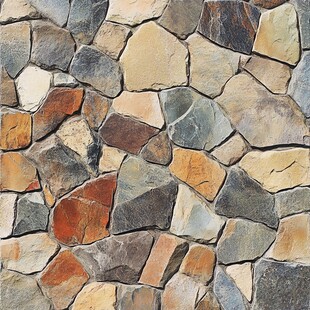 多彩拼接石墙面纹理