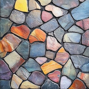 多彩拼接石墙面纹理