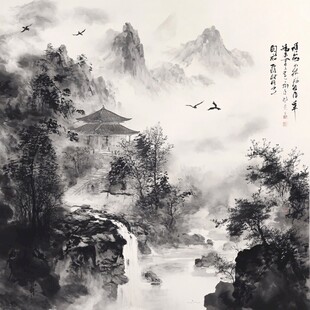 水墨山水间的静谧景致