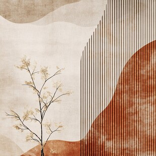 简约抽象山水树木装饰画