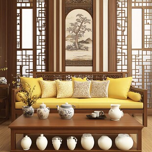 中式客厅沙发茶几雅致场景
