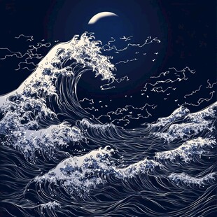 月夜海浪图