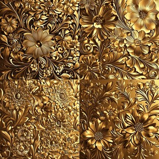 金色奢华花卉浮雕纹理图案