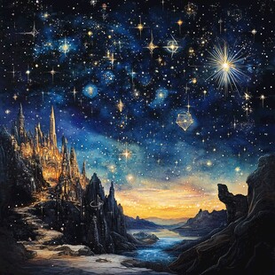 梦幻星空下的奇幻城堡