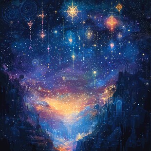 梦幻星空下的神秘奇幻山谷