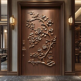 中式雕花入户门精致大气