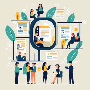 人才招聘场景插画展示