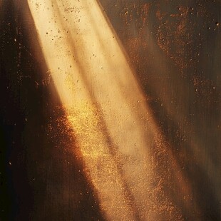 金色光束中的飞舞尘埃