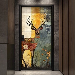 艺术鹿绘玄关装饰画