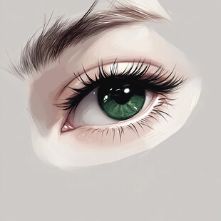 梦幻绿眸 动人眼部插画