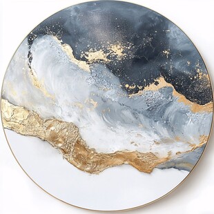 圆形金箔抽象艺术装饰盘