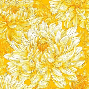 金黄菊花无缝图案背景