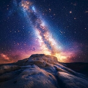 星空下的岩石奇观
