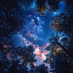 森林之上的璀璨星空