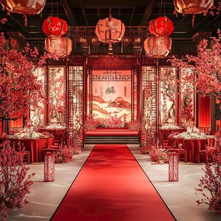 中式婚礼场景的浪漫布置