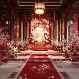 中式古典浪漫婚礼仪式场景