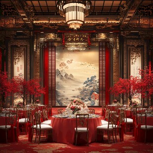 中式典雅婚礼宴会场景布置