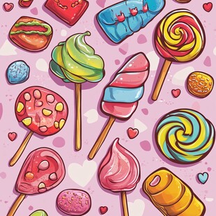 缤纷多彩的卡通糖果世界