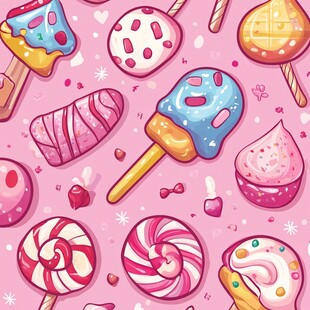 缤纷糖果插画图案