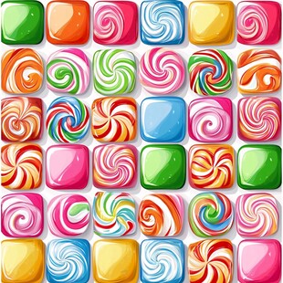 缤纷多彩糖果方形图案