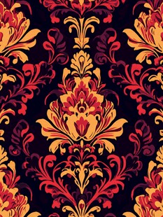 复古华丽花卉无缝图案