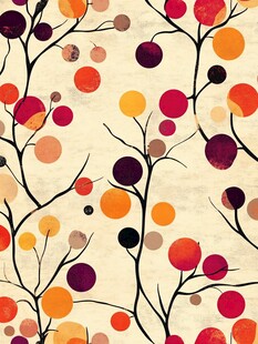 多彩树枝圆点图案背景