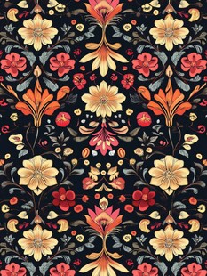 复古花卉图案的精美织物设计