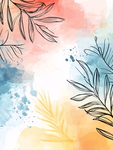 水彩绘枝叶背景图