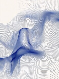 蓝色动感线条抽象艺术图