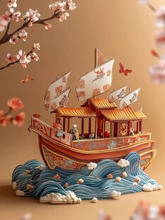 古风中式帆船摆件赏