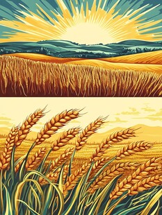 金色麦田日出田园风光