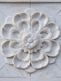 中式石雕花卉墙面装饰