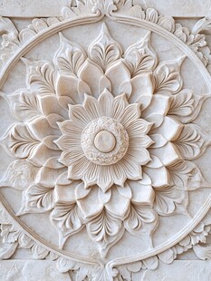 精美莲花石雕艺术图案