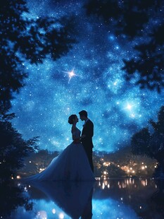 星空下的浪漫婚礼剪影
