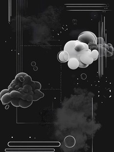 黑白云雾抽象背景图