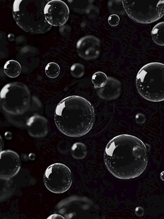 黑色背景下的透明气泡