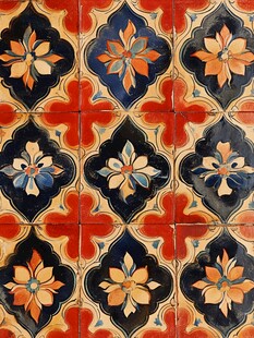 复古花卉图案瓷砖纹理