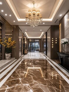 奢华大理石走廊精致吊灯