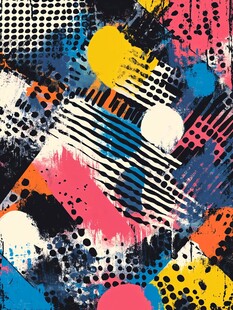 抽象多彩几何涂鸦图案